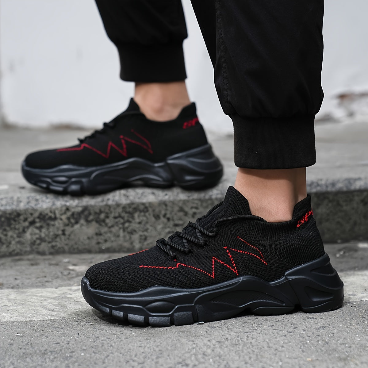 Men's Woven Knit Breathable Running Shoes Soft Sole Sneakers
