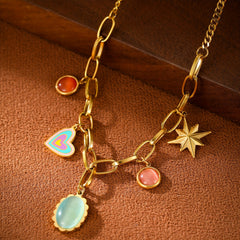 Boho Stainless Steel Pendant Necklace for Women