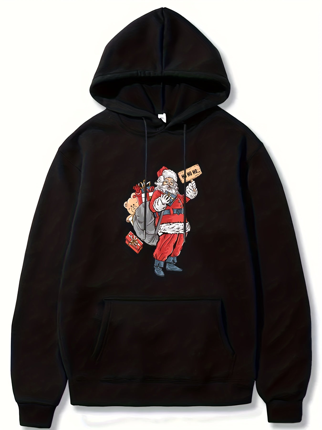 Christmas Santa Print Hoodies For Men Graphic Sweatshirt With Kangaroo Pocket