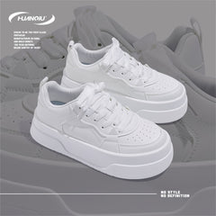 HUANQIU Women's Lace-up Platform Skate Shoes Breathable Non-slip Sneakers