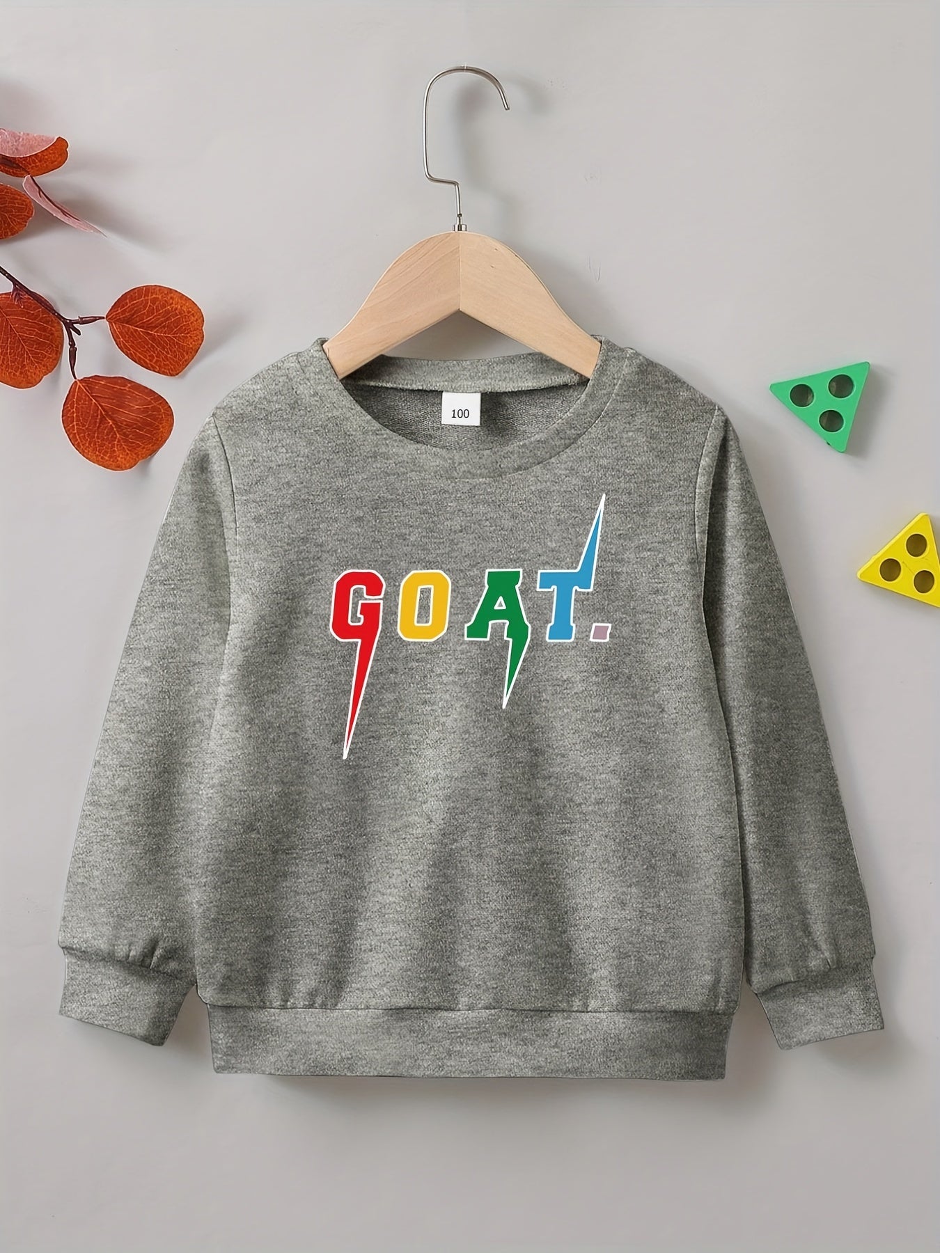 Stylish GOAT Letter Print Boys Casual Pullover Sweatshirt