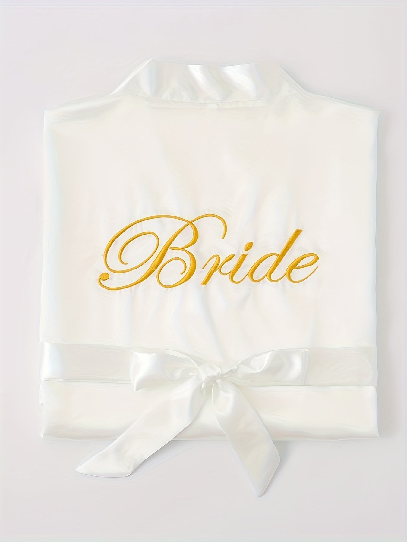 Letter Embroidery Night Robe V Neck Bridal Robe With Belt