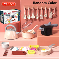 Kids Play Kitchen Cooking Utensils Set with Fruits and Food