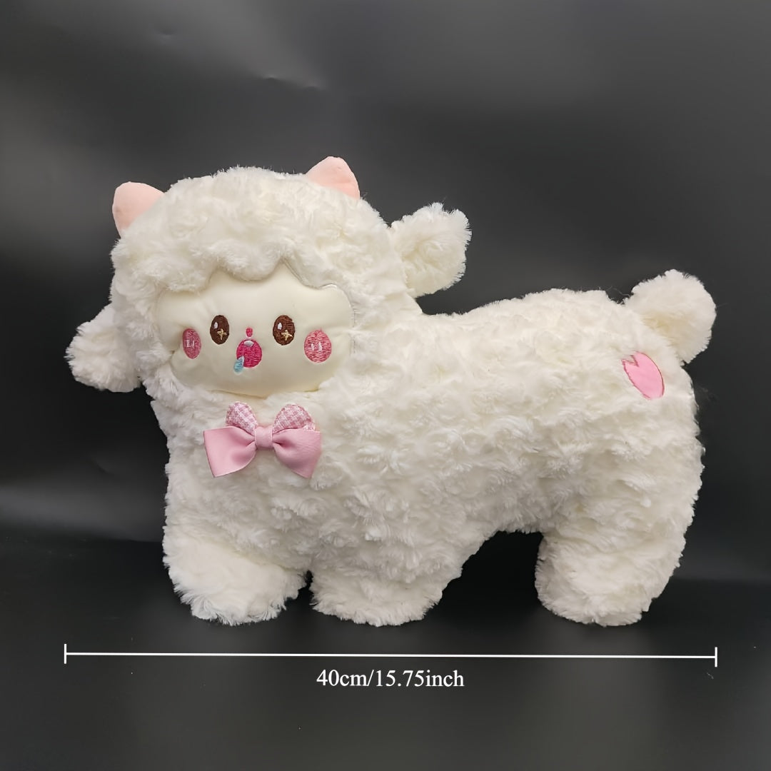 15.75" Fluffy Lamb Plush Toy with Pastel Accents