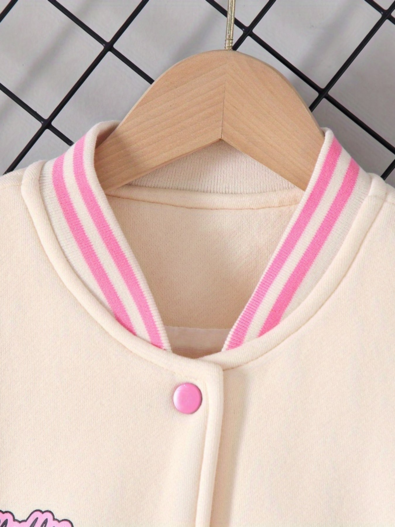 Girls' Cartoon Graphic Varsity Jackets Snap Button Down Long Sleeve