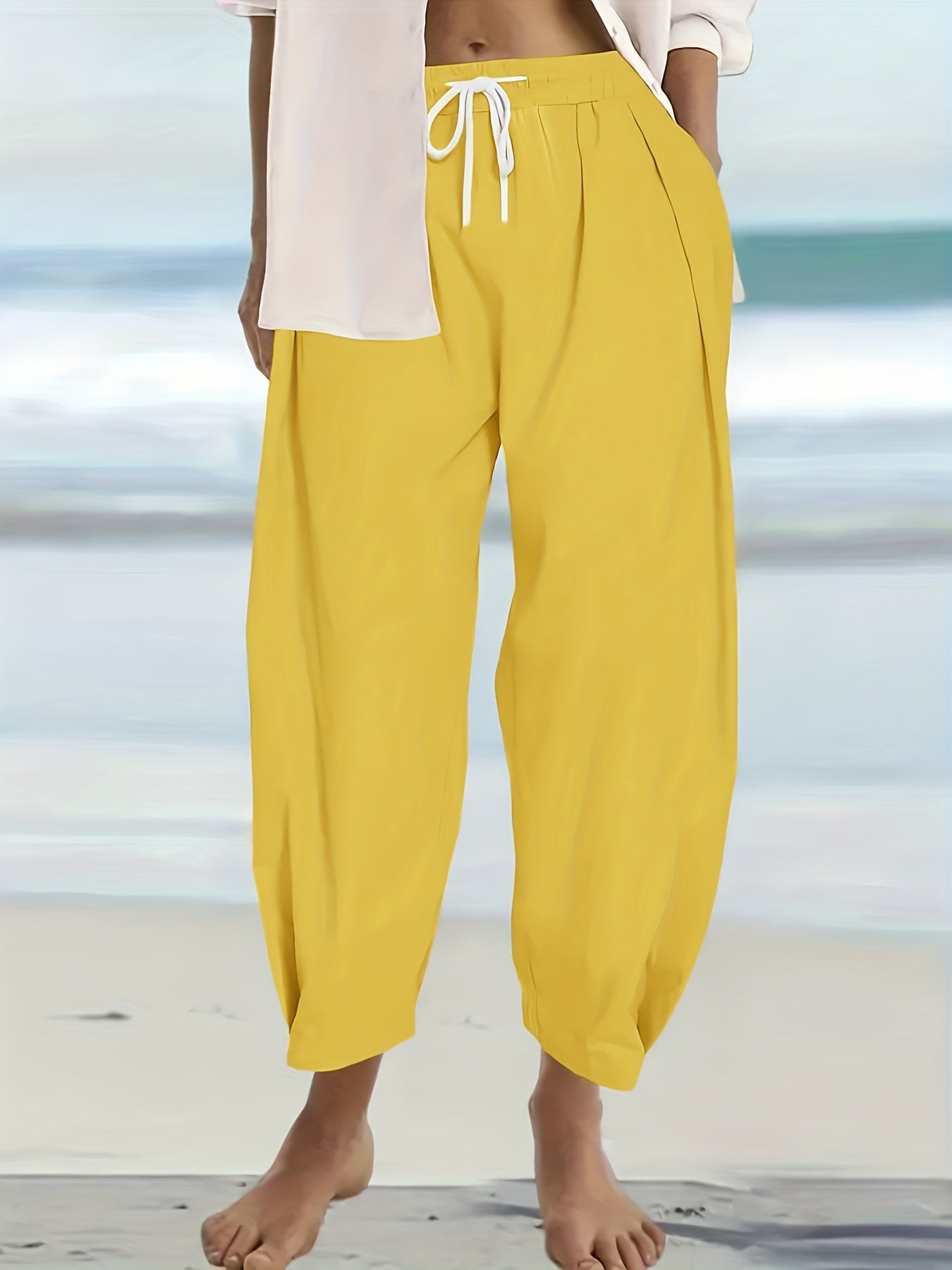  High Rise Harem Trousers With Pockets