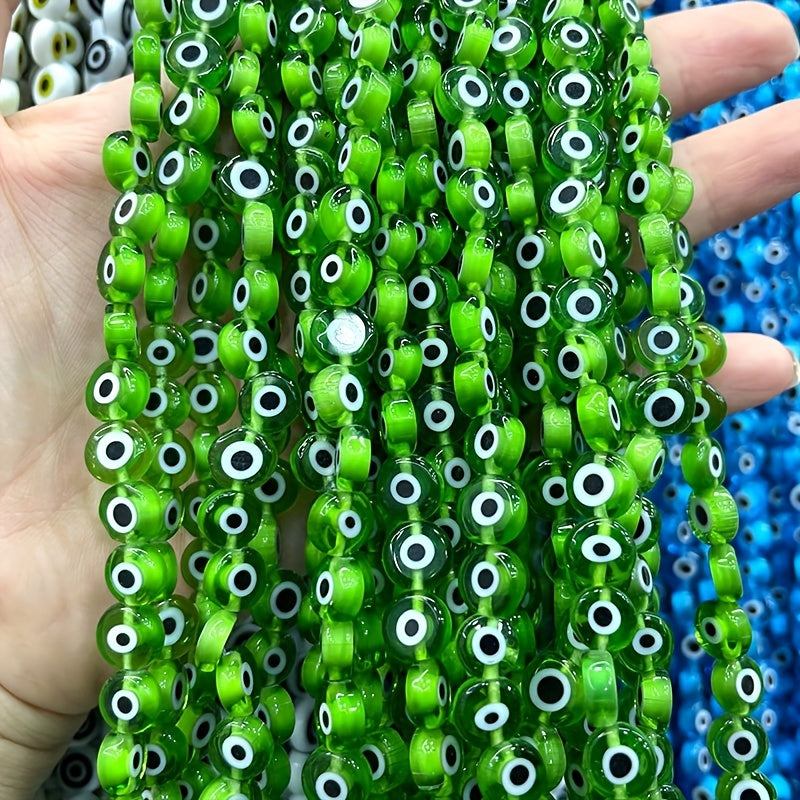 48pcs 8mm Evil Eye Glass Beads for Jewelry Making DIY Charms Materials