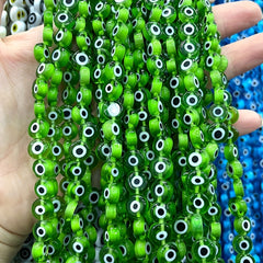 48pcs 8mm Evil Eye Glass Beads for Jewelry Making DIY Charms Materials