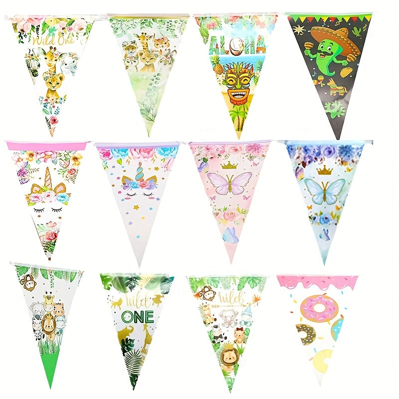 Triangle Flag Banner Pennant Party DIY Decoration Animals Unicorn Donut