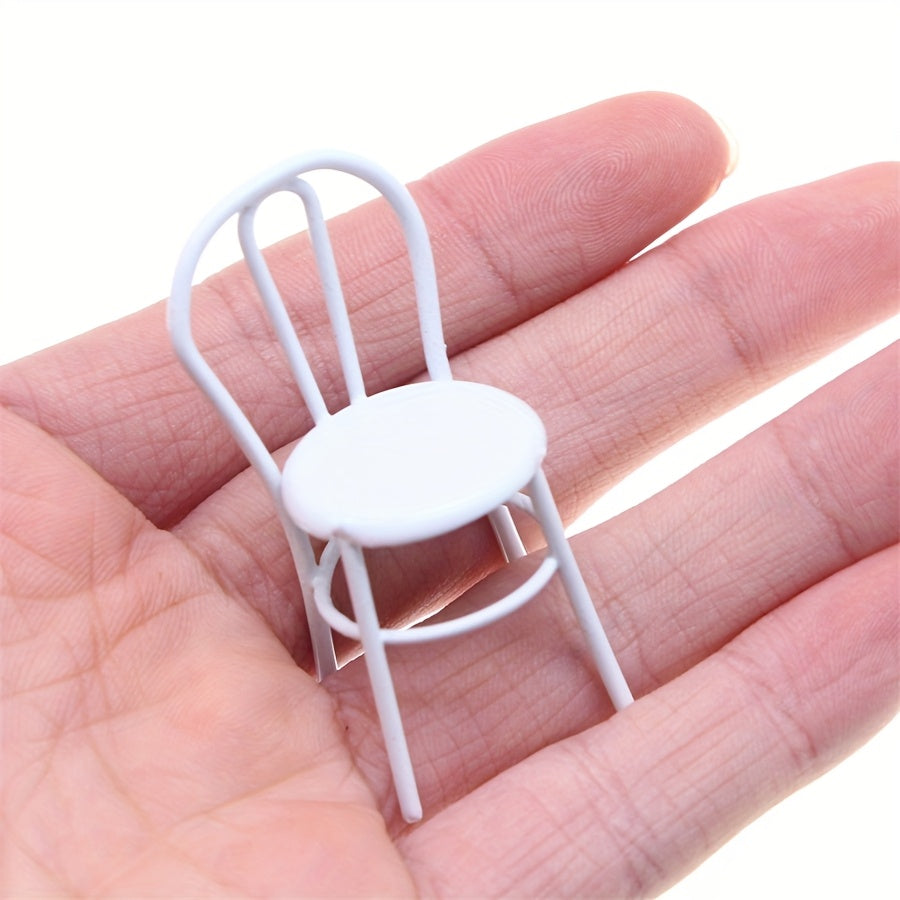 Mini Metal Backrest Stool Dollhouse Decor Gift