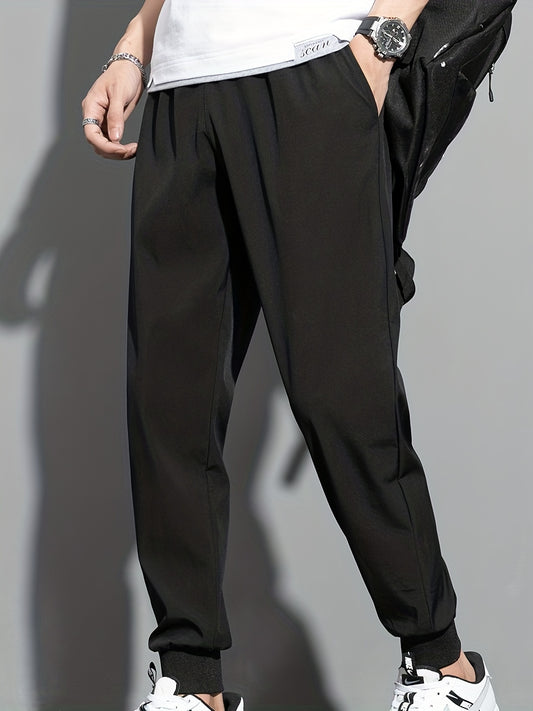 Men's Casual Solid Sports Pants with Zipper