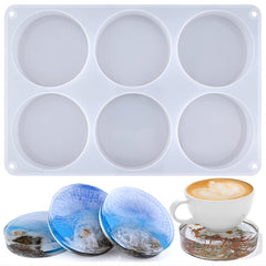 6-Cavity Round Silicone Coaster Molds for Resin Casting