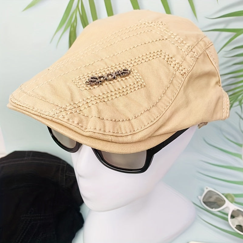 Men's Women's Metal Alphabet Label Beret British Summer Peaked Cap