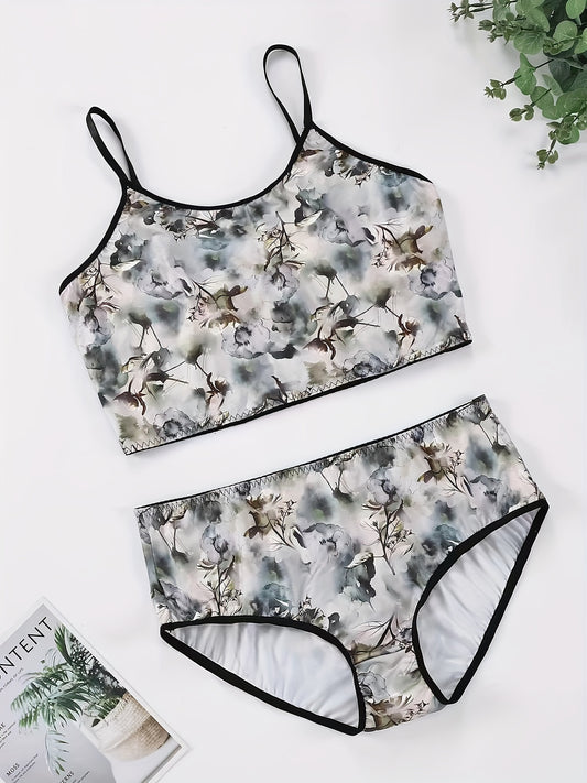 Ink Painting Print Bra & Panty Set