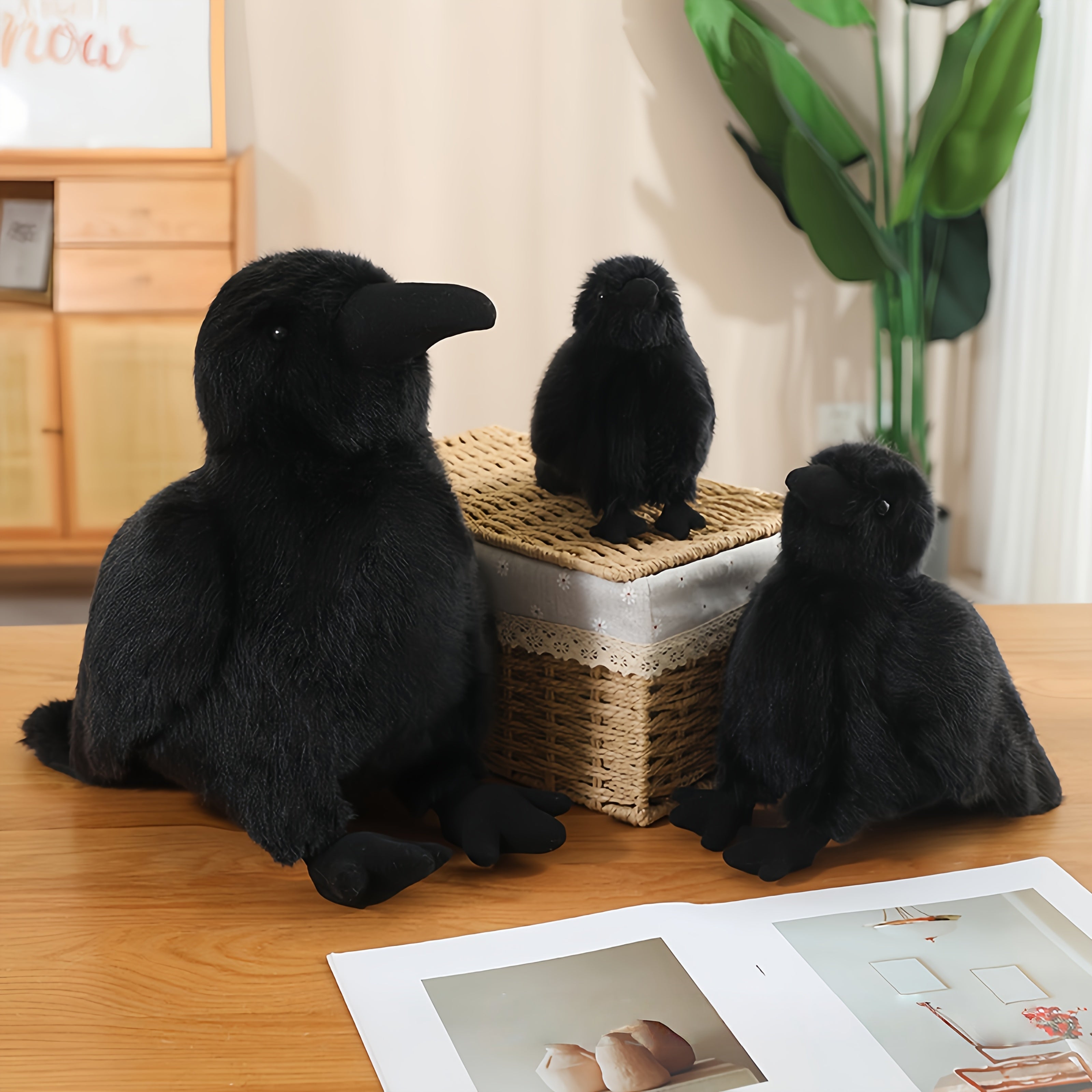 Realistic Crow Stuffed Animal Soft Plush Bird Toy Gift