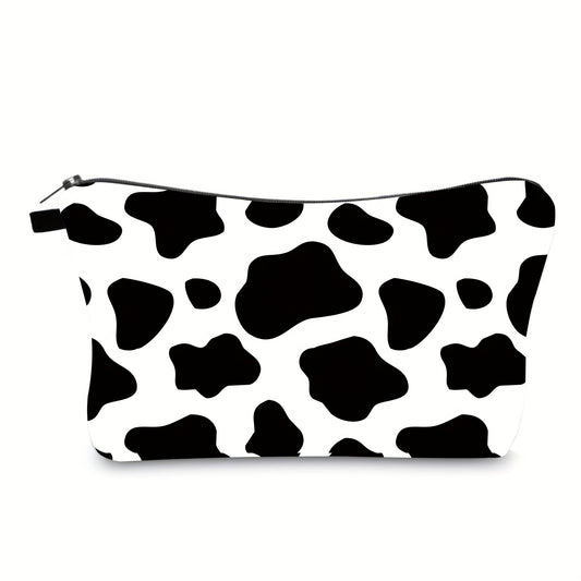 Cow Print Makeup Bag Travel Cosmetic Organizer Clutch Toiletry Storage