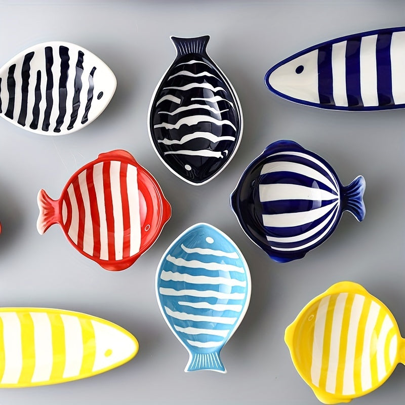 Ceramic Fish Snack Dish Hand Printed Seasoning Plate Creative Sushi Plate