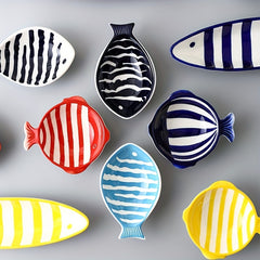 Ceramic Fish Snack Dish Hand Printed Seasoning Plate Creative Sushi Plate