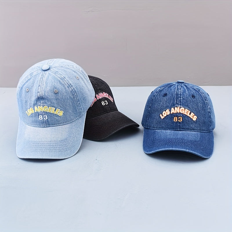 LA Denim Washed Distressed Baseball Cap