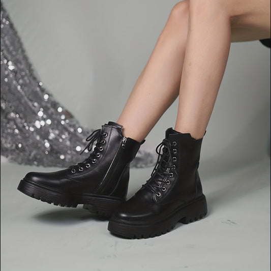Women's Platform Ankle Boots Lace Up Combat Boots