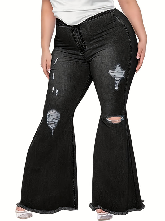  Women's Flared Leg Jeans with Fringe Trim