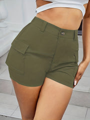 High Waist Cargo Shorts with Pockets for Women