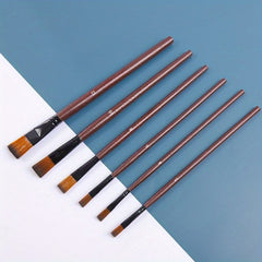 Acrylic Flat Head Brush Set for Watercolor Art Brown Beige Light Brown