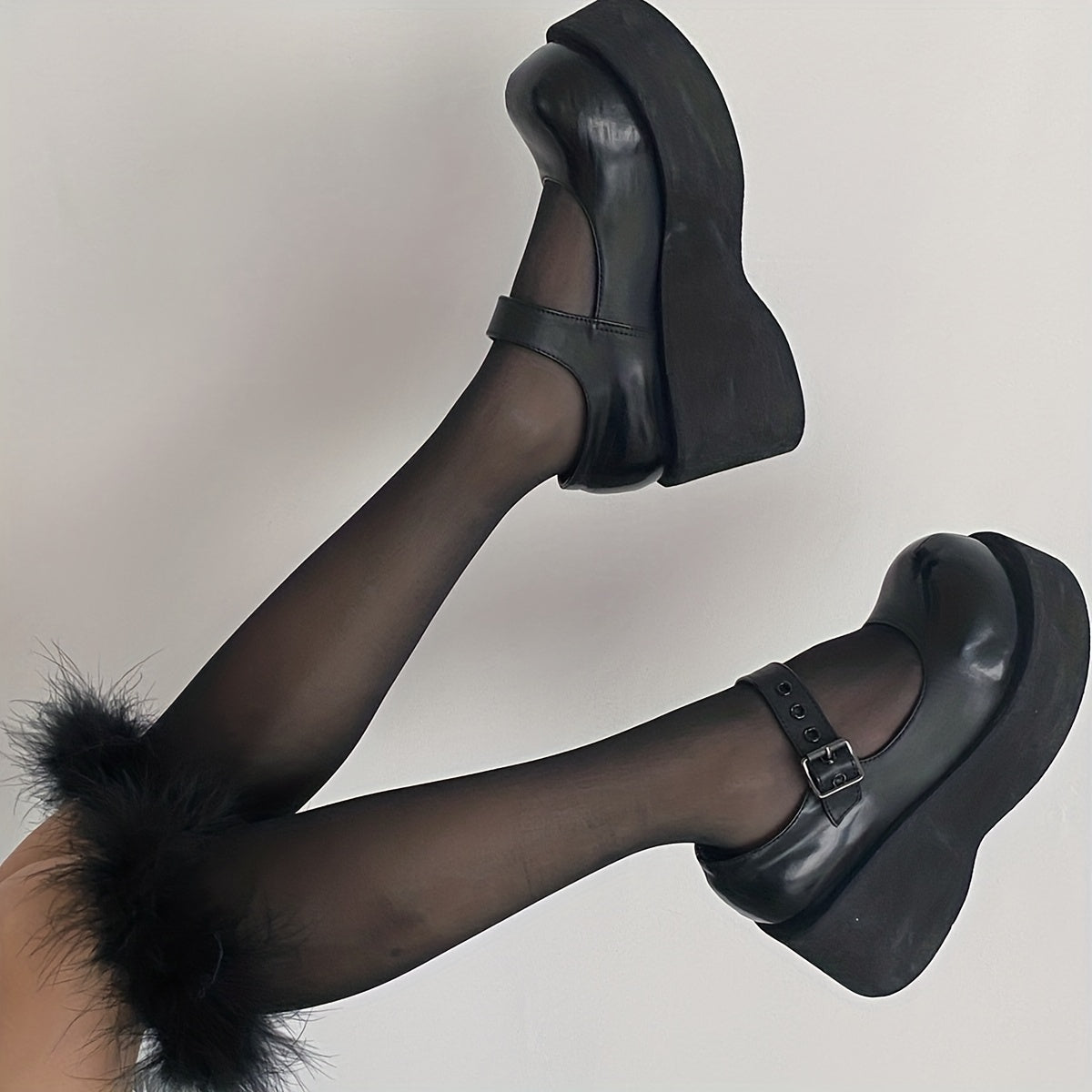 Plush Trim Calf Socks Knee High Stockings