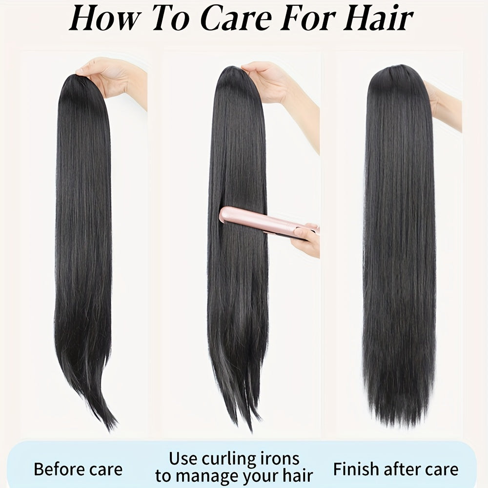 76 2 Cm Ombre Blonde Straight Ponytail Extensions Drawstring Hair Piece