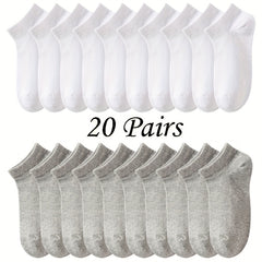 10 20 30 Pairs Unisex Solid Low Cut Socks Women's Stockings