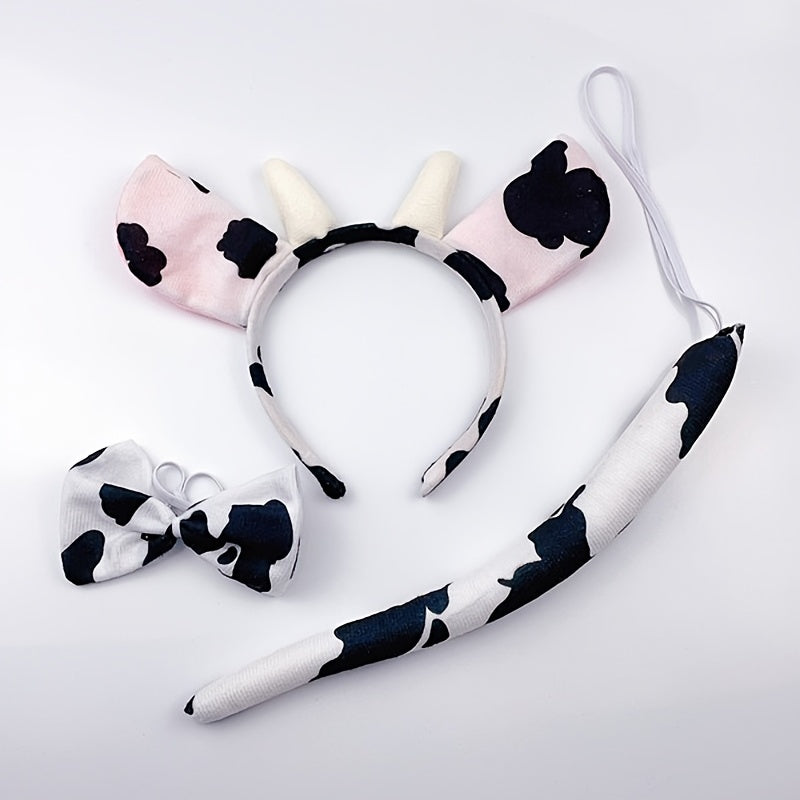 Cow Headband Bow Tie Tail Milk Cow Hair Bands Headpiece Women