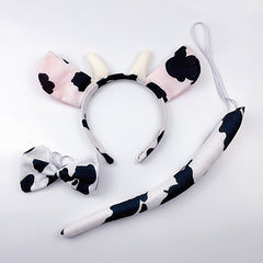 Cow Headband Bow Tie Tail Milk Cow Hair Bands Headpiece Women