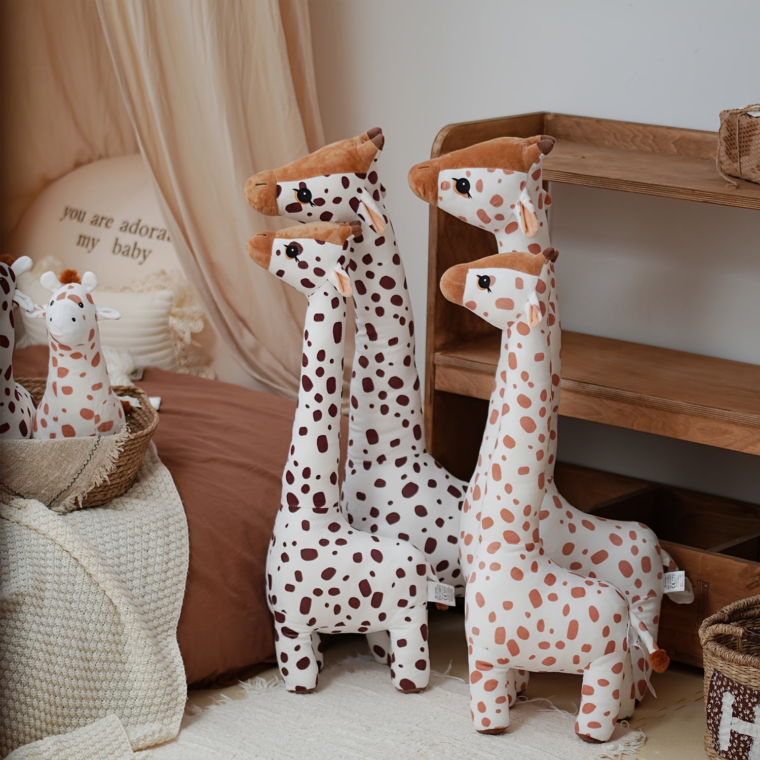 Nordic Style Plush Giraffe Toy Ultra Soft Animal Figure Mixed Colors