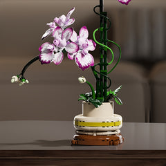 Purple Phalaenopsis Orchid Flower Bouquet Building Block Set