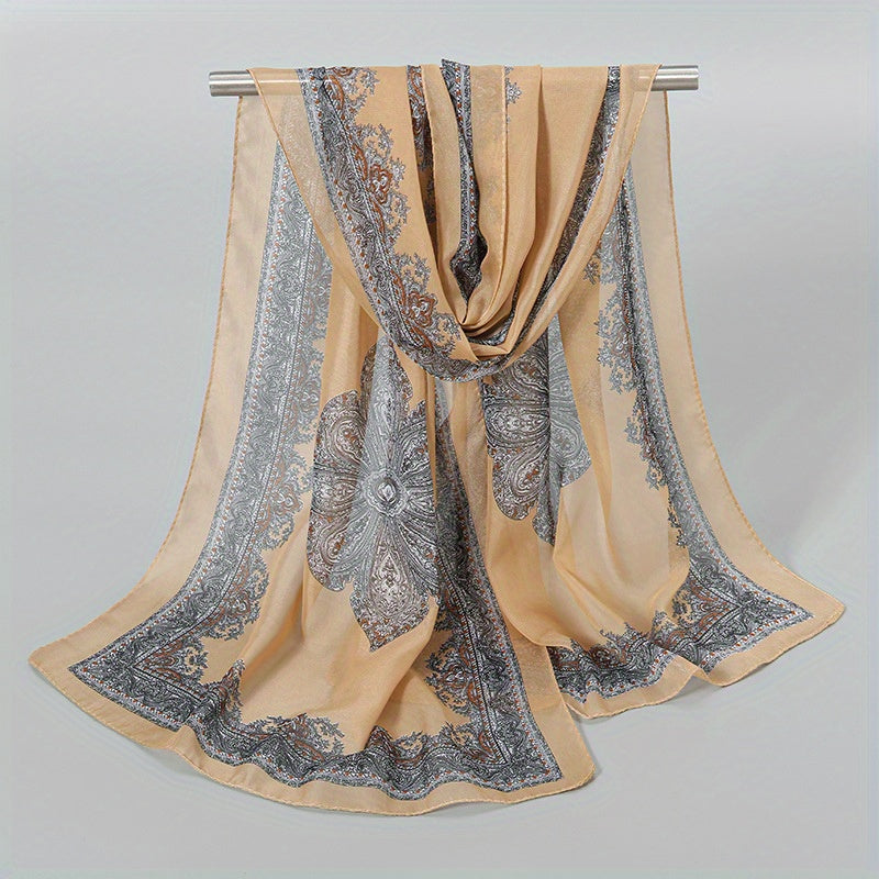 Boho Chiffon Scarf Paisley Print Thin Shawl Silk Head Wrap