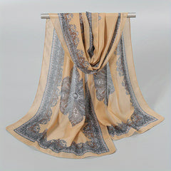 Boho Chiffon Scarf Paisley Print Thin Shawl Silk Head Wrap
