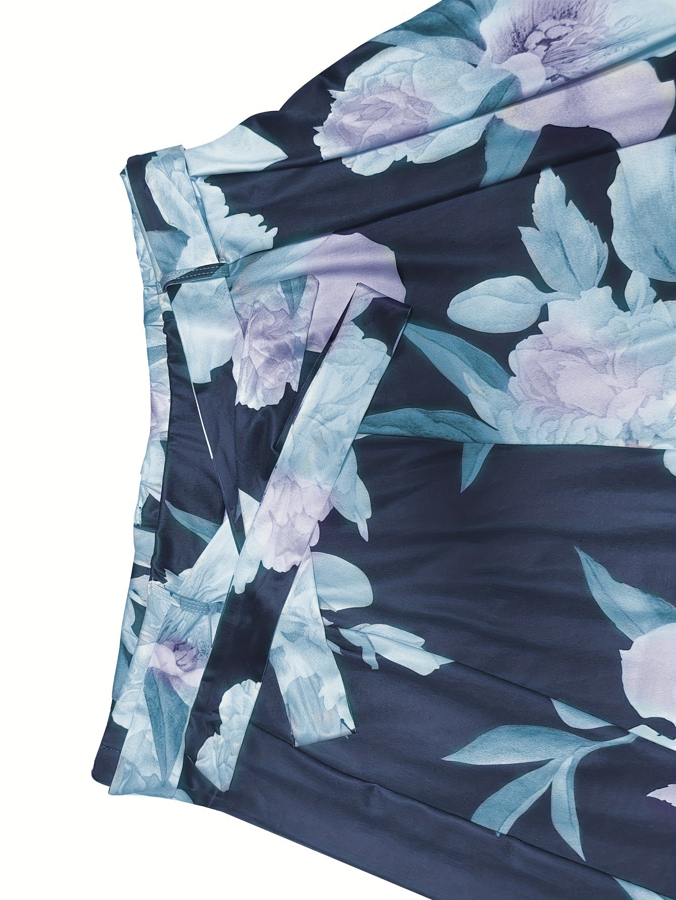  Women's Floral Print Wide Leg Trousers With Belt