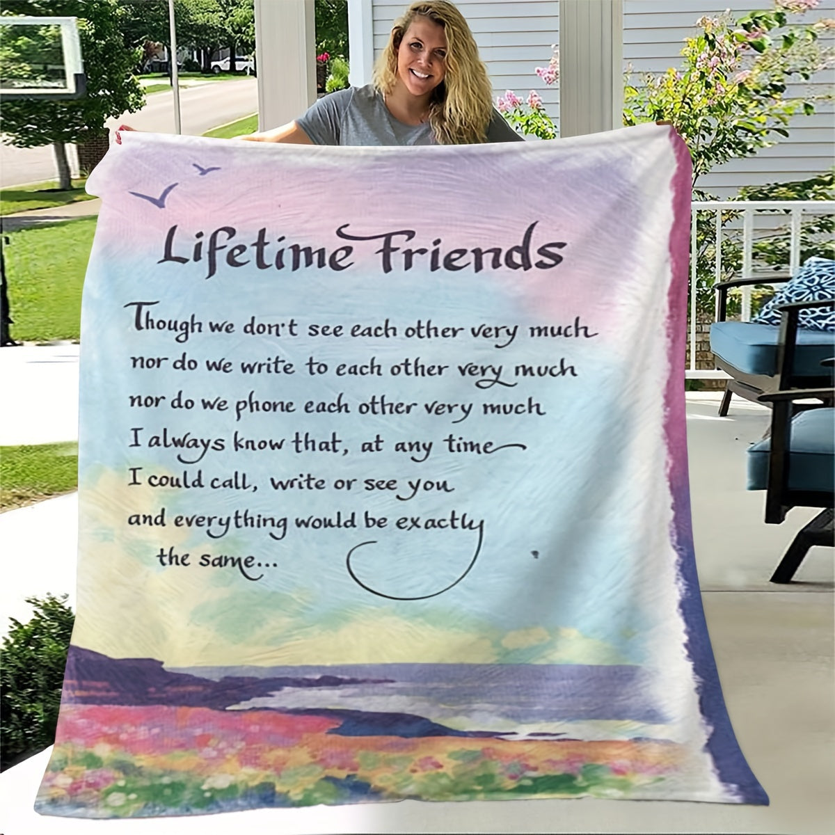 Envelope Printed Throw Blanket, Gift for Home & Outdoor Use