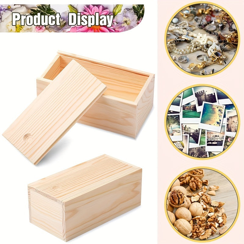 Small Wooden Storage Box with Sliding Lid