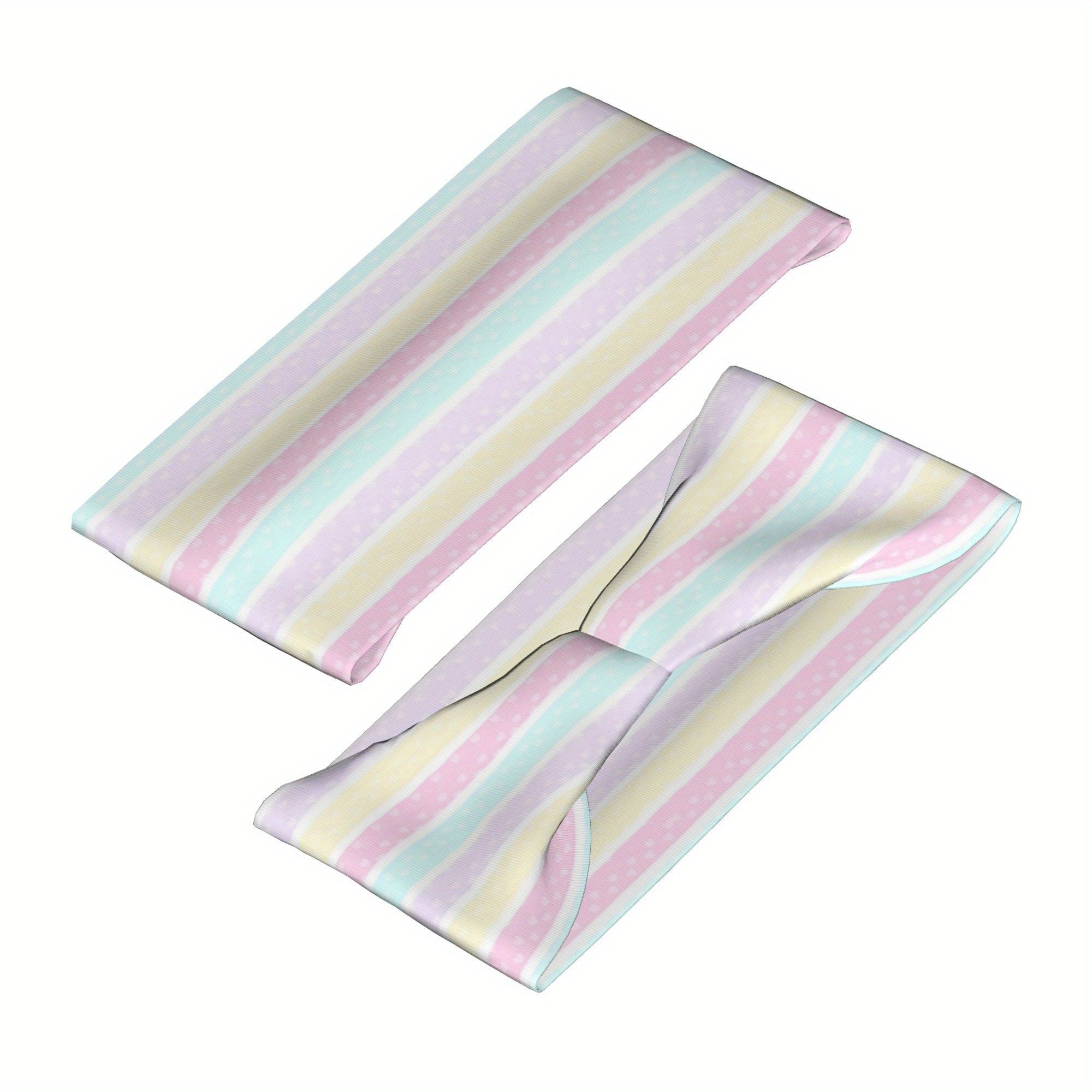 Pastel Stripes Headband Soft Non Slip Hairband Mint Green Pink