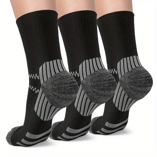 3 Pairs Compression Crew Socks 15-20 mmHg Support Recovery