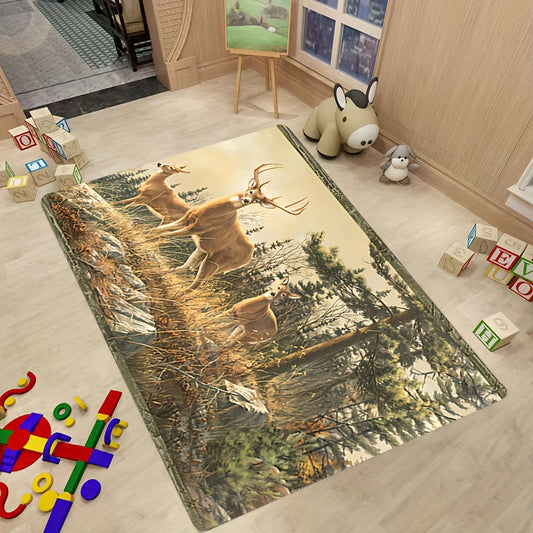 Natural Forest Deer Pattern Floor Mat Anti Slip Waterproof Mat
