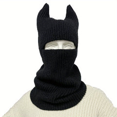 Monster Horn Balaclava Solid Ski Mask Elastic Knitted Mask Unisex Warm Knit Hat