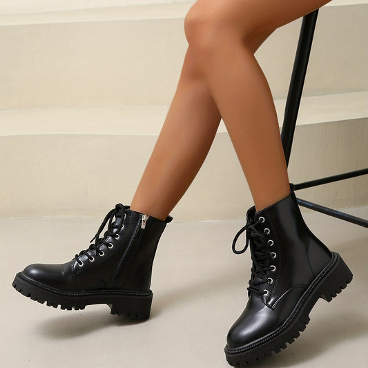 Women's Combat Boots Lace Up & Side Zipper Ankle Boots