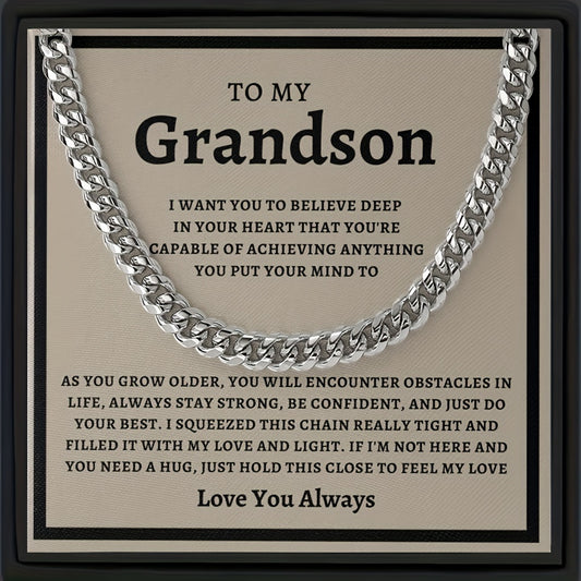 Fashion Cuban Necklace Stainless Steel Pendant Meaningful Gift For Grandson