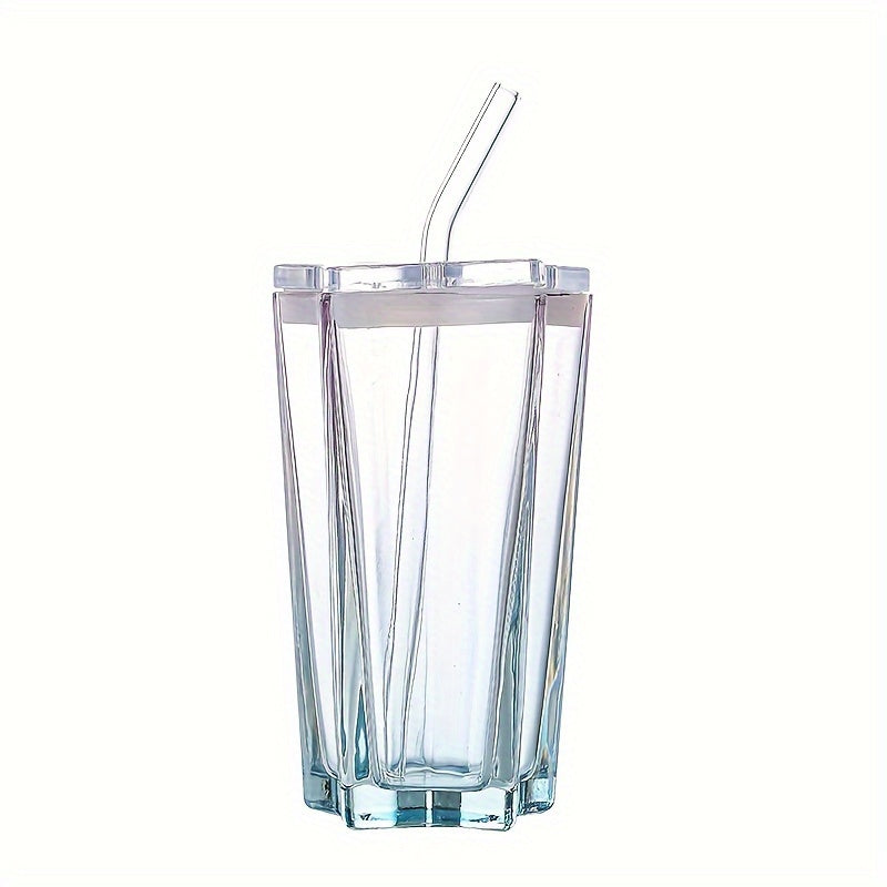 Ramadan Creative Glass Cup with Lid and Straw