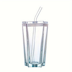 Ramadan Creative Glass Cup with Lid and Straw
