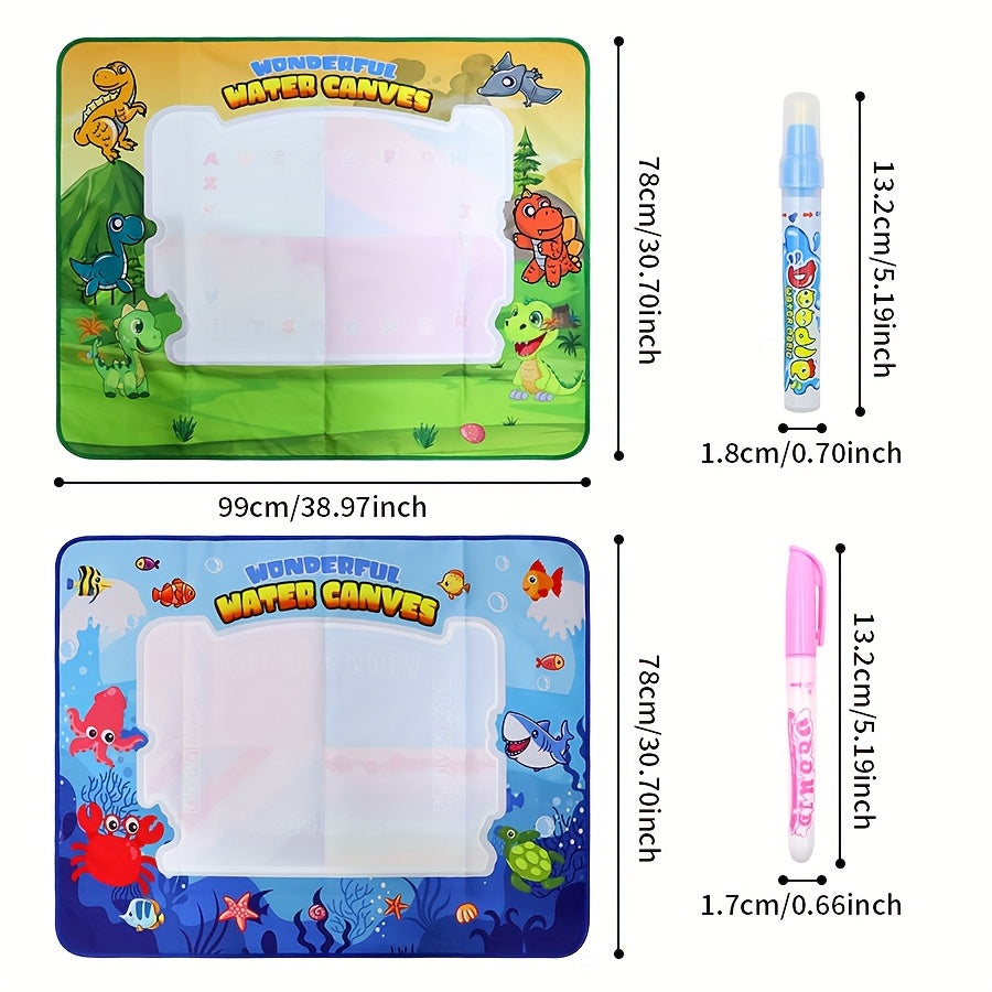 Magic Doodle Mat & Watercolor Canvas for Kids Mess Drawing Fun