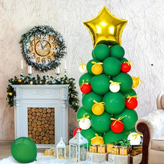 138pcs Christmas Styling Tree Latex Balloon Set Green Red Golden