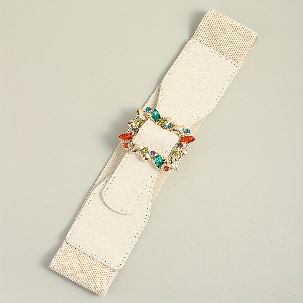 Colorful Crystal Buckle Belt Wide Waistband for Women